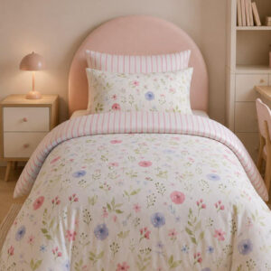 Cama completa FLORES Y HOJAS PASTEL